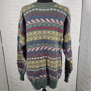 Vintage Garland Knitwear Mens Green Multicolor Sweater   Size Medium